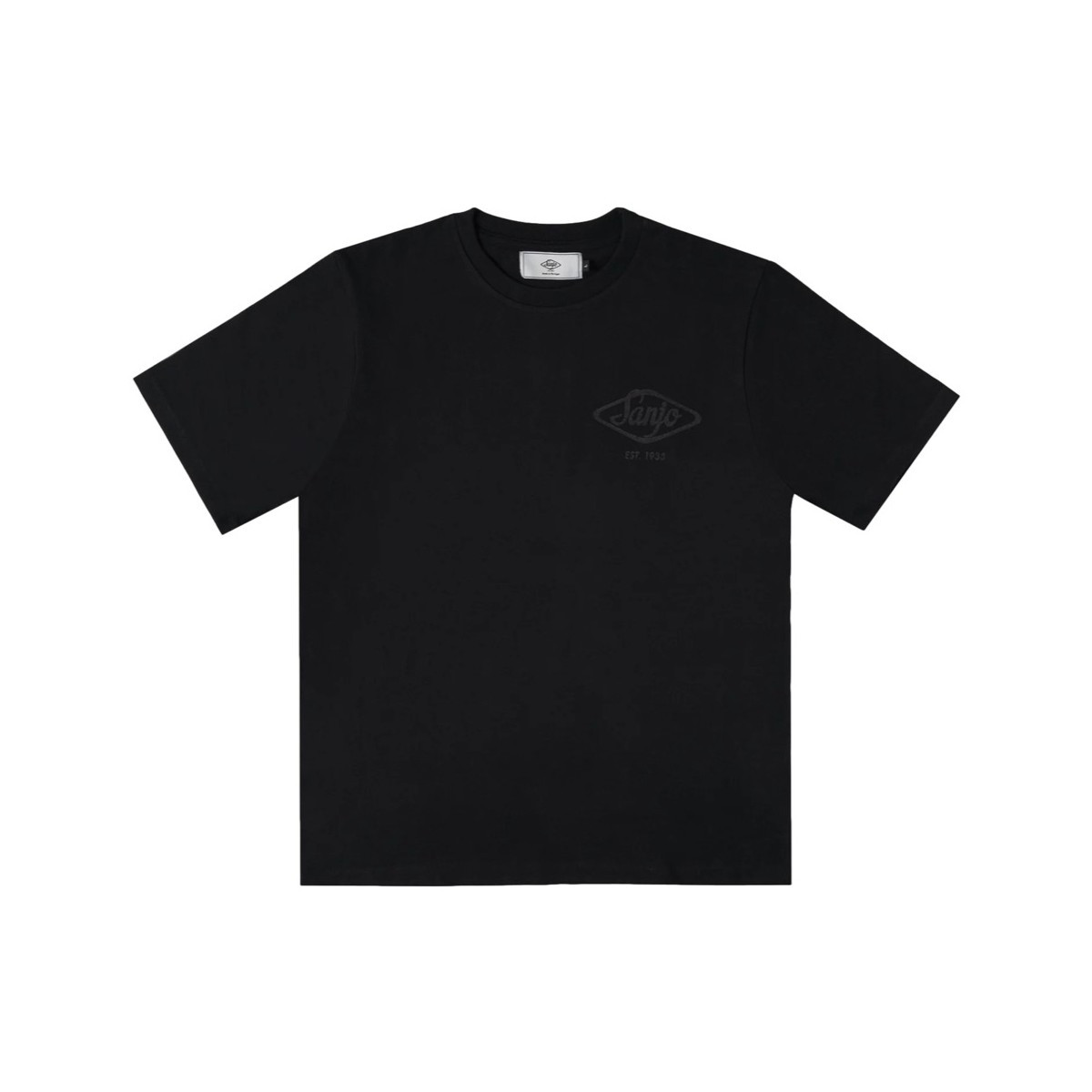 Sanjo  Flocked Logo T-Shirt - All Black  Černá