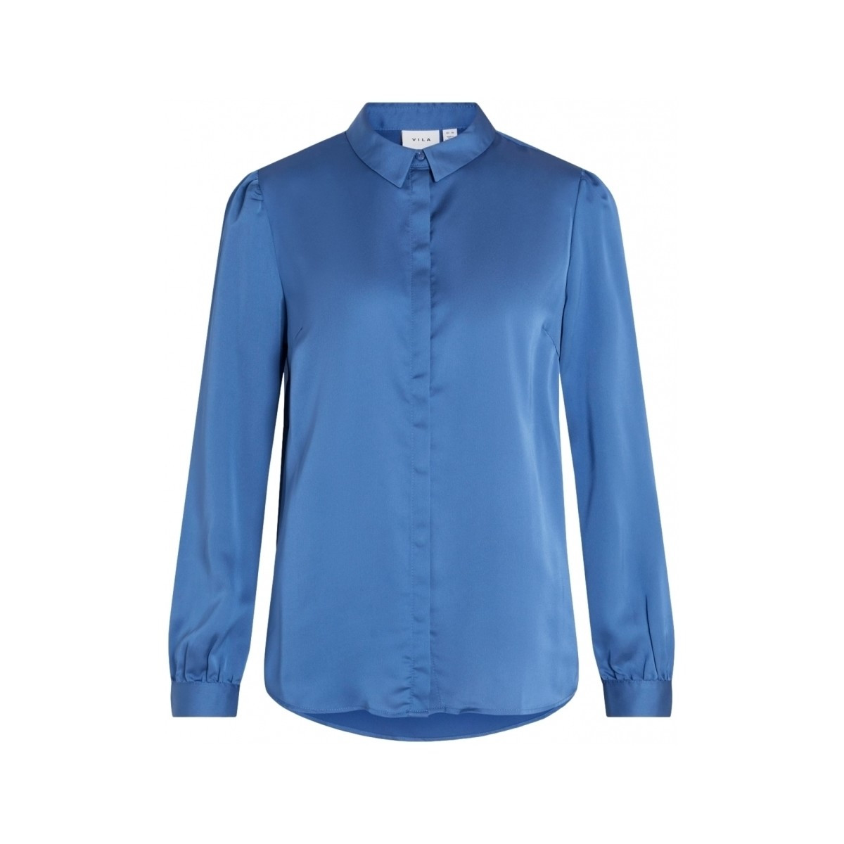 Vila  Camisa Ellette Satin L/S - Federal Blue  Modrá