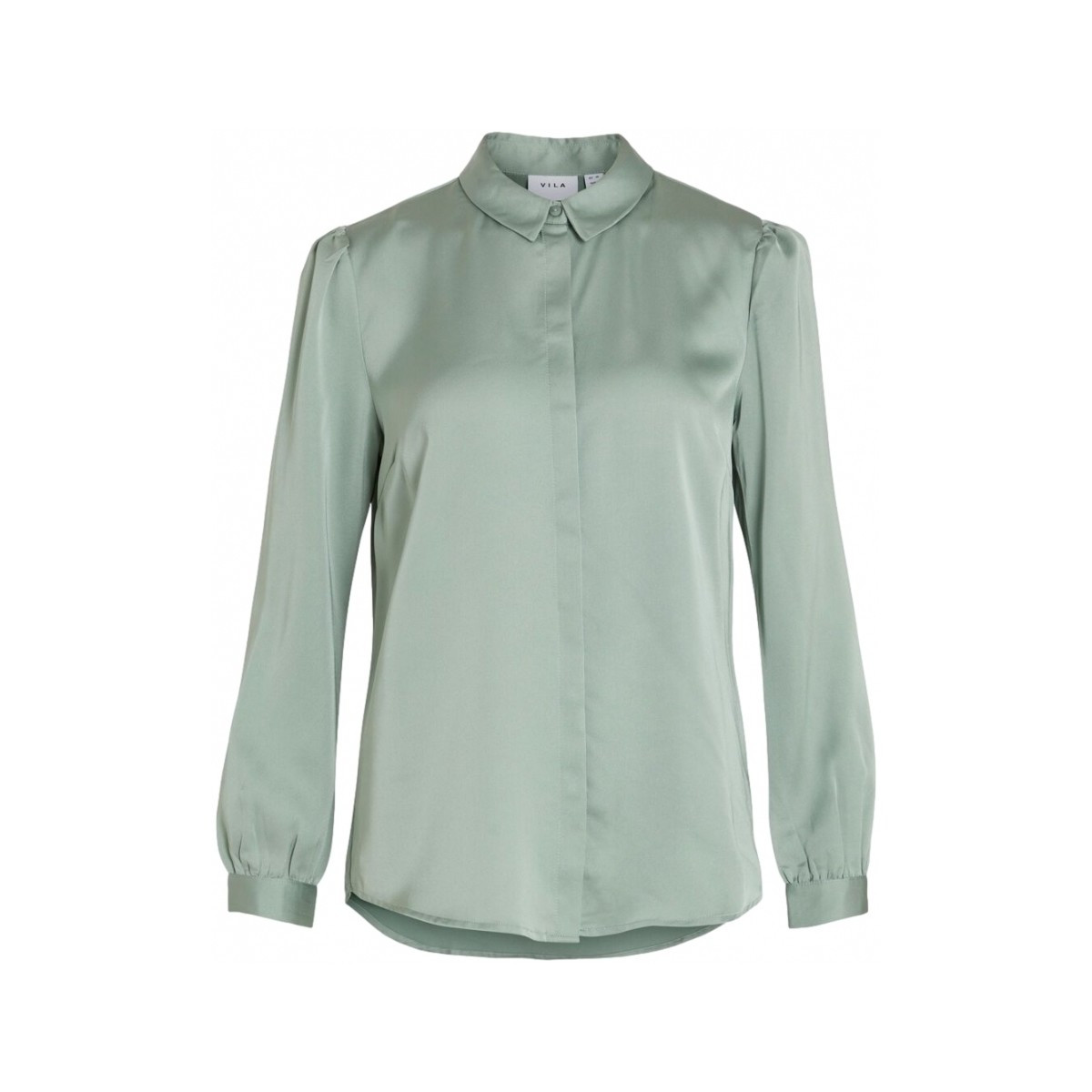 Vila  Shirt Ellette Satin L/S - Green/Milieu  Zelená