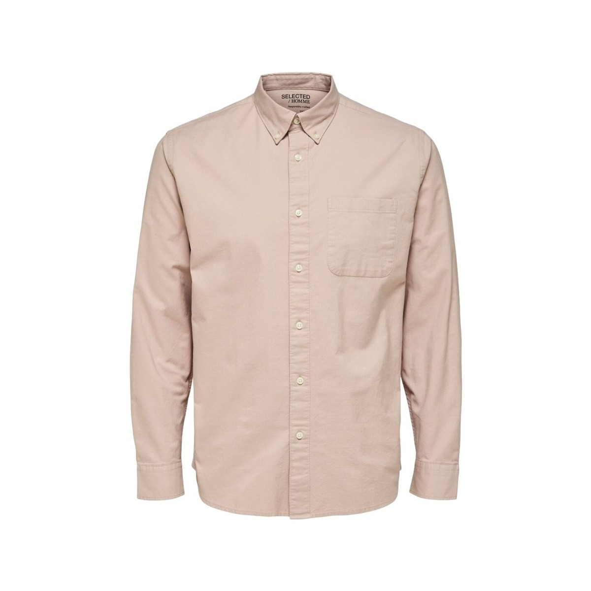 Selected  Noos Regrick Oxford Shirt - Shadow Gray  Růžová
