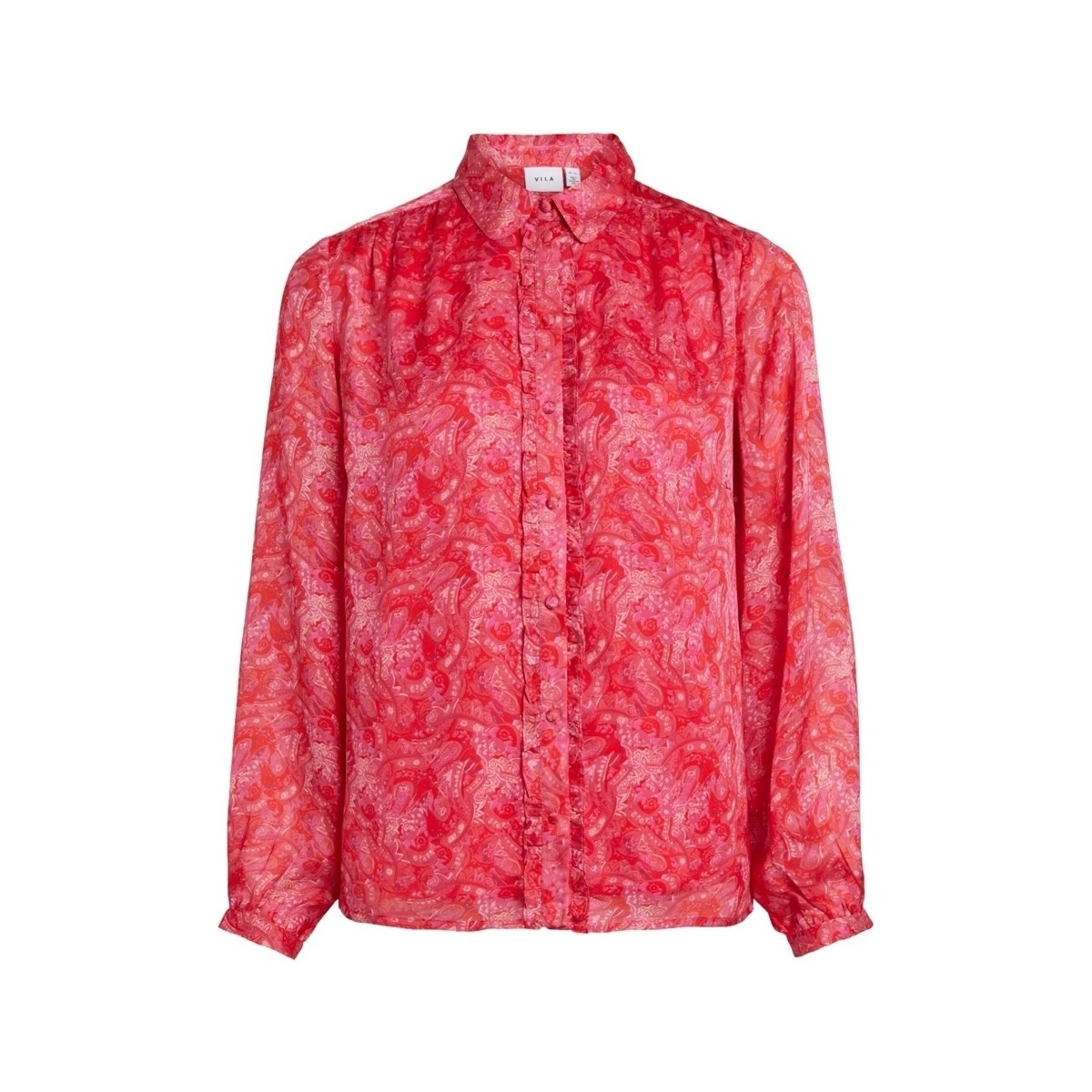 Vila  Shirt Layla Vie L/S - Pink Yarrow  Červená