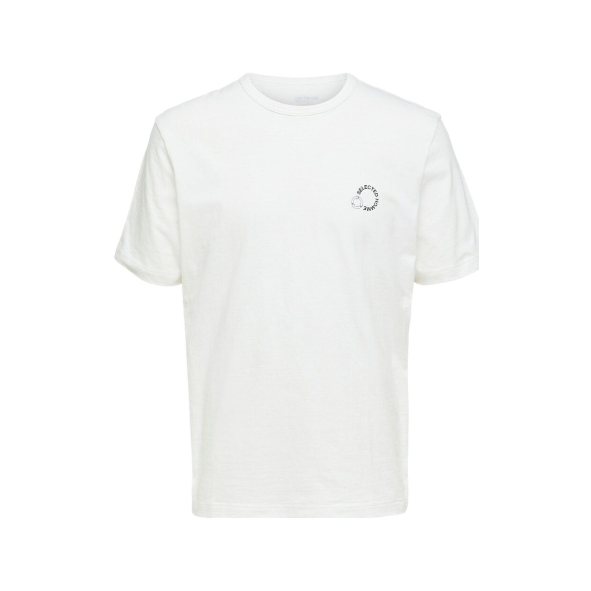 Selected  Logo Print T-Shirt - Cloud Dancer  Bílá