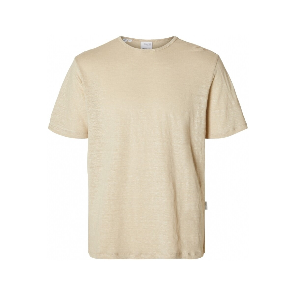 Selected  T-Shirt Bet Linen - Oatmeal  Béžová