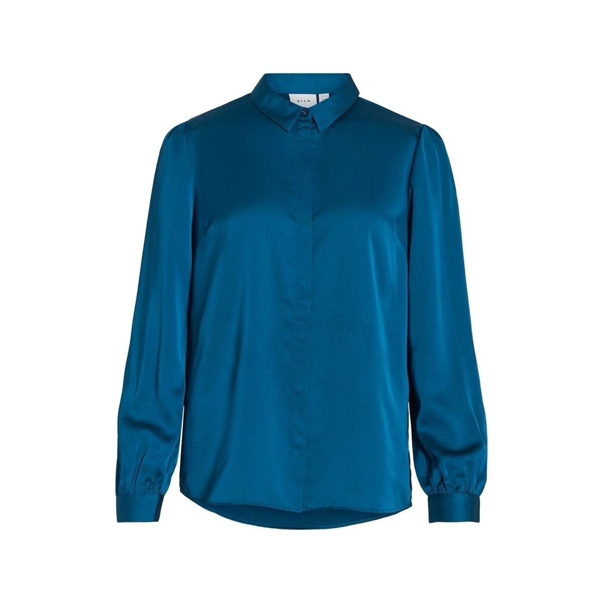 Vila  Noos Ellette Satin Shirt - Moroccan Blue  Modrá