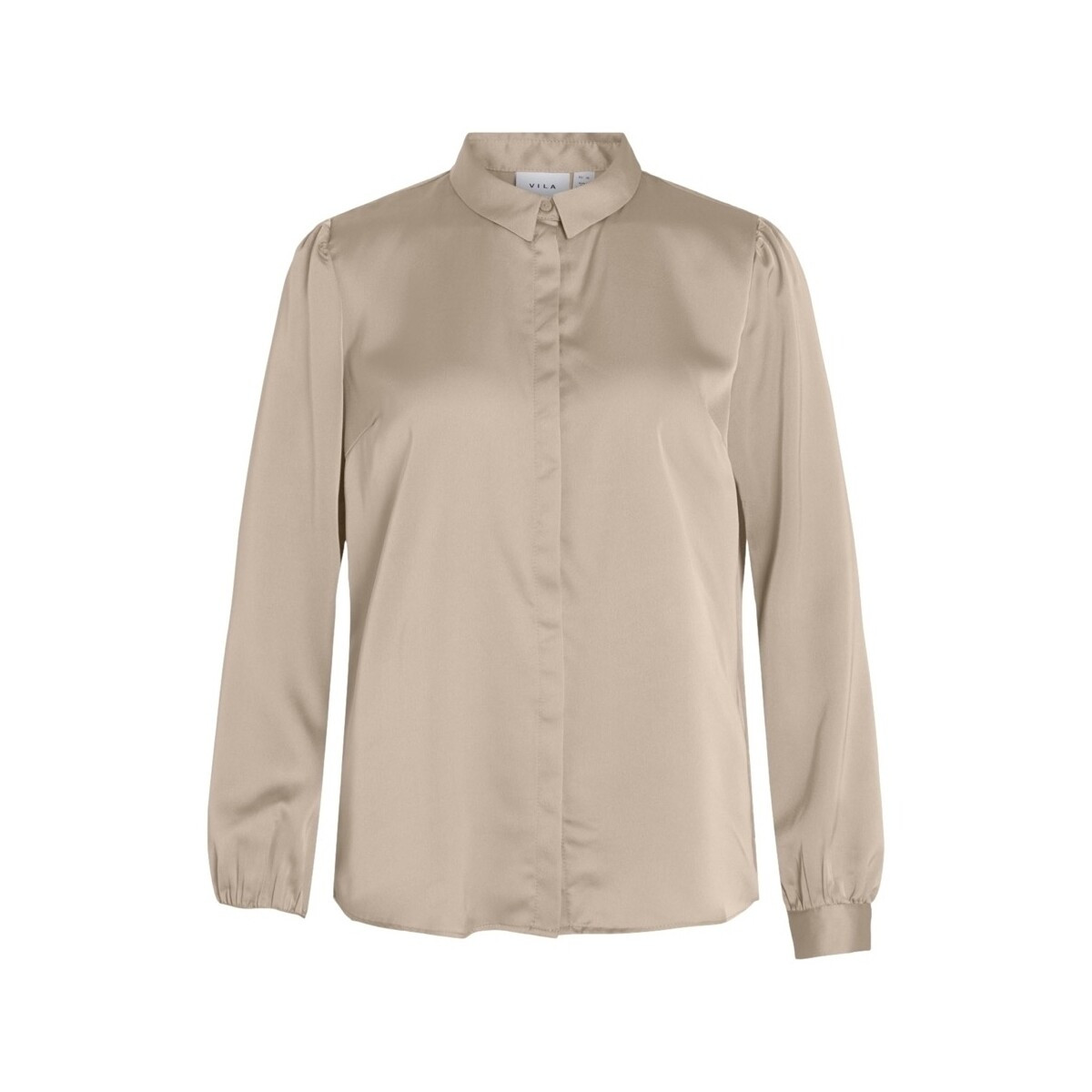 Vila  Noos Ellette Satin Shirt - Cement  Béžová