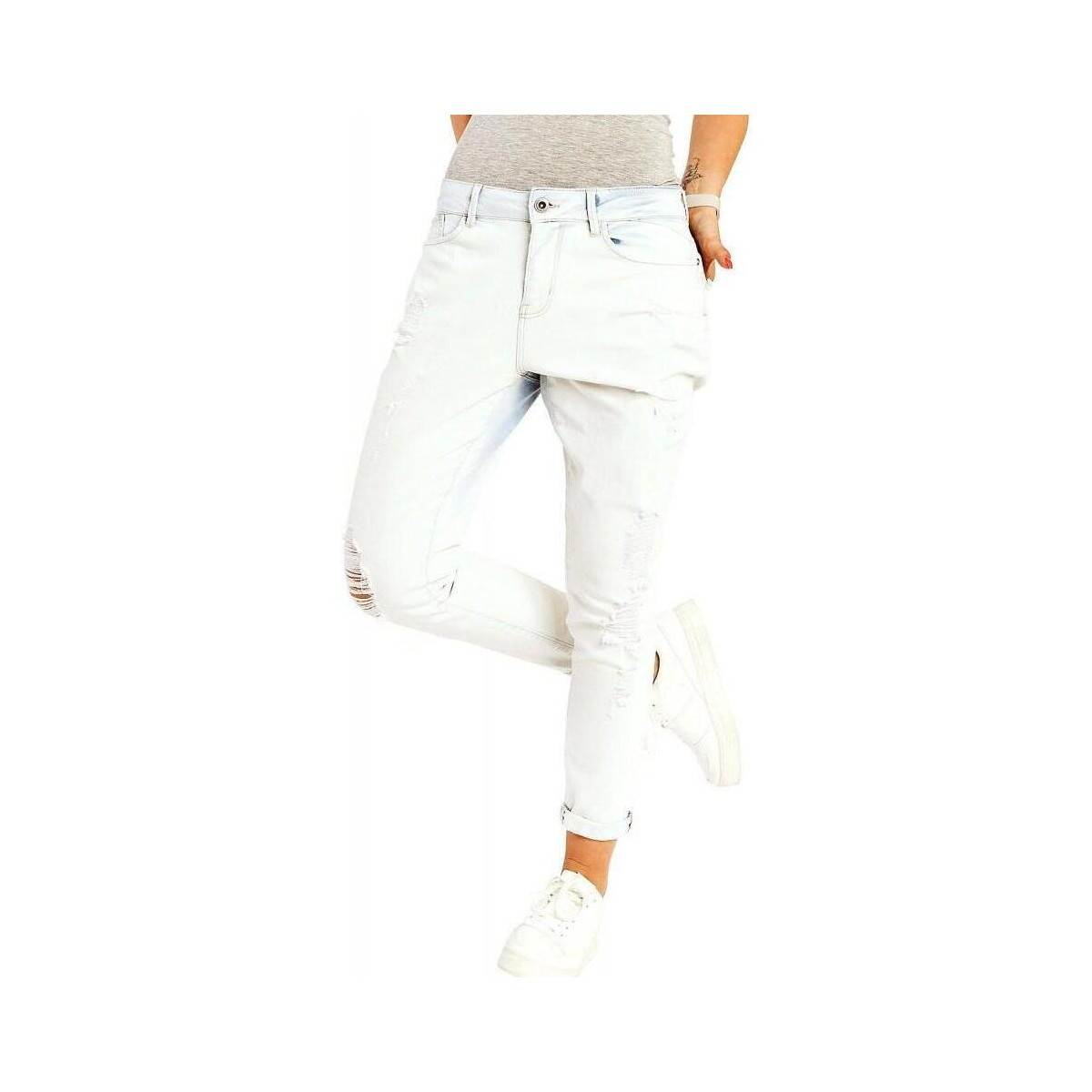 Only  Lima Boyfriend Jeans L32 - White  Bílá