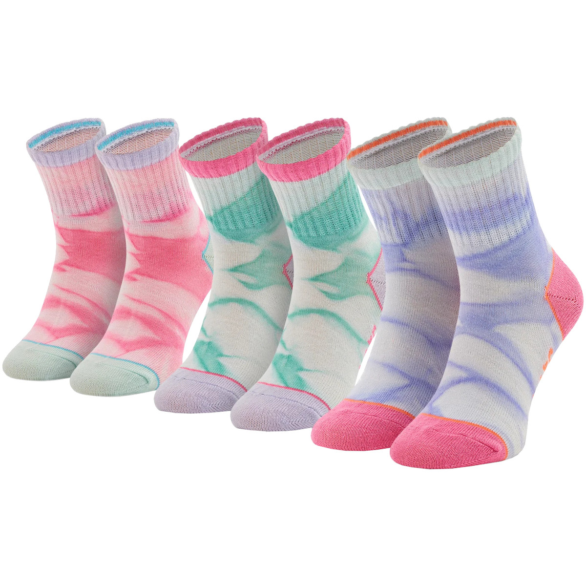 Skechers  3PPK Girls Casual Fancy Tie Die Socks  ruznobarevne