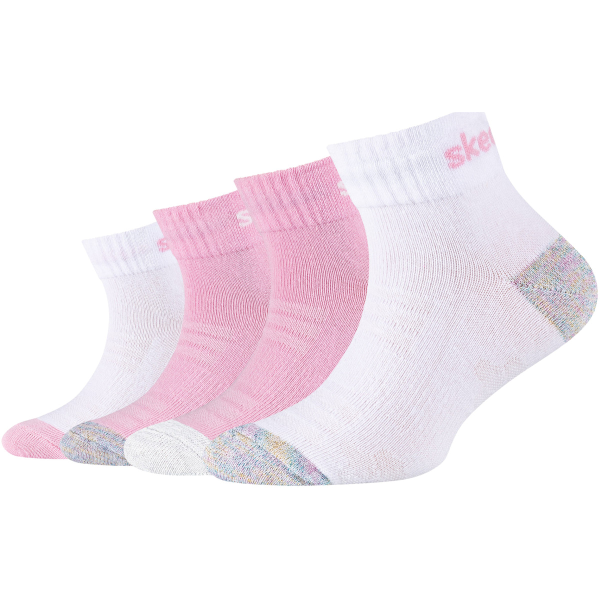 Skechers  4PPK Girls Mesh Ventilation Quarter Socks  Růžová