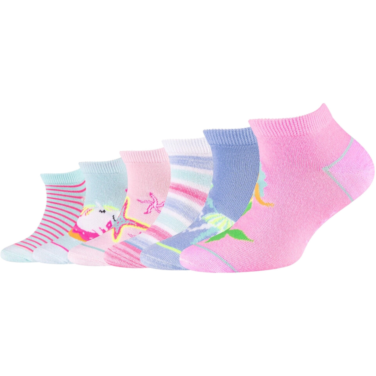 Skechers  6PPK Girls Casual Fancy Sneaker Socks  ruznobarevne