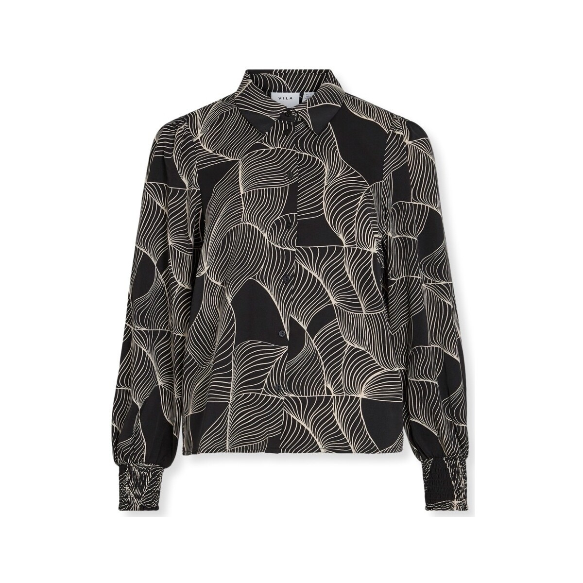 Vila  Mula L/S Shirt - Black/Graphic  Černá