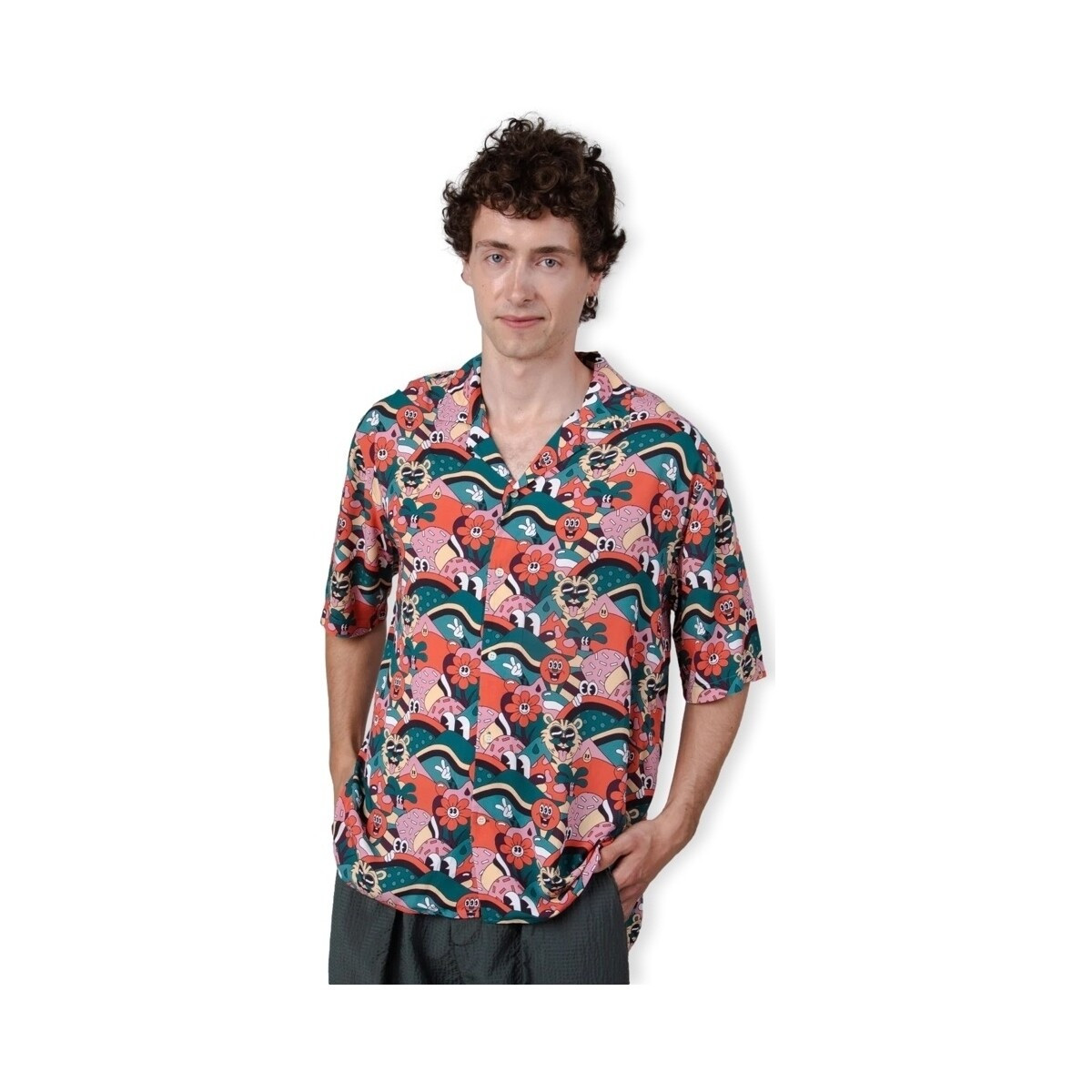 Brava Fabrics  Yeye Weller Aloha Shirt - Red  ruznobarevne