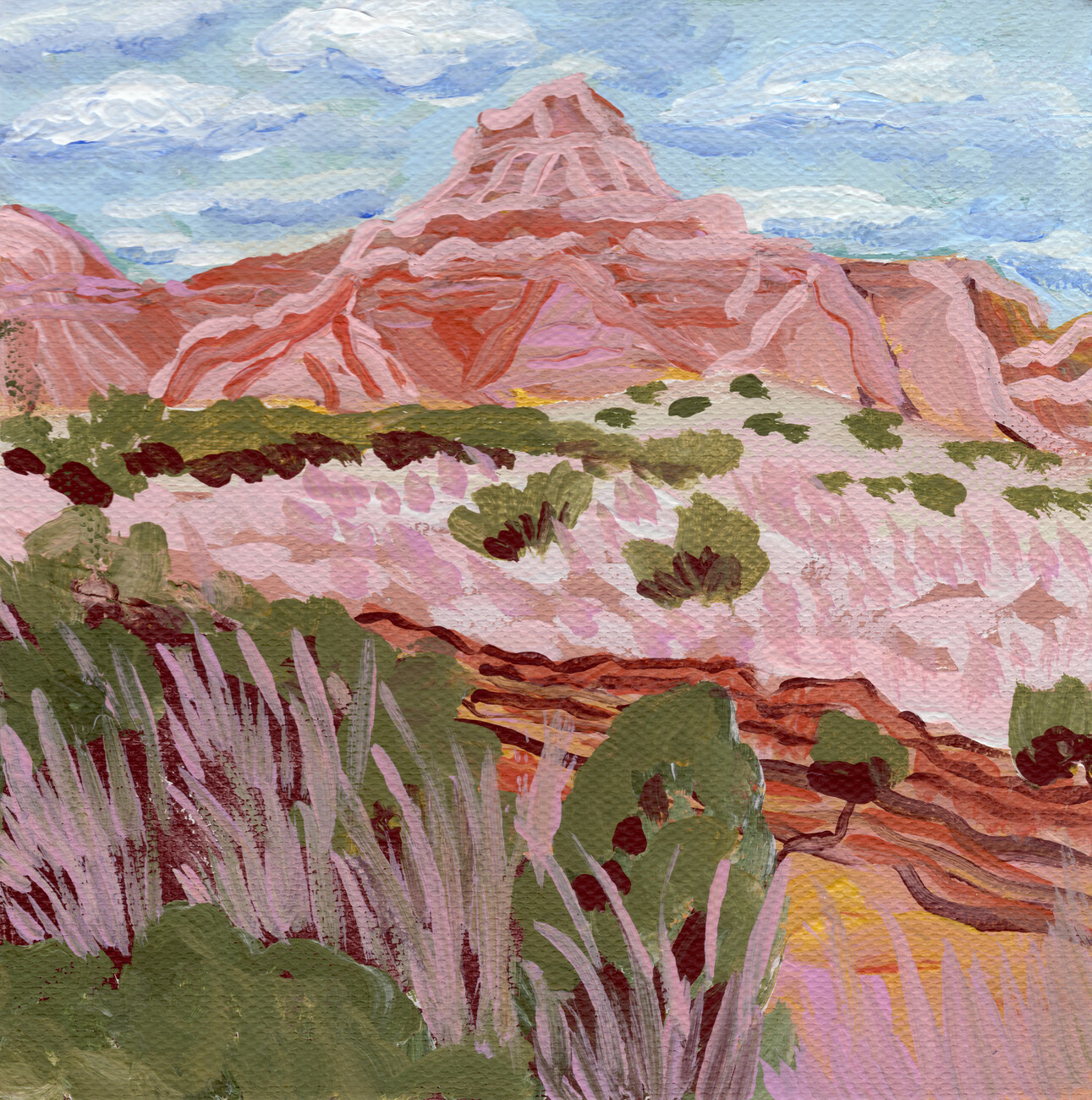 Eleanor Baker Ilustrace Pink mountain, Eleanor Baker, (40 x 40 cm)