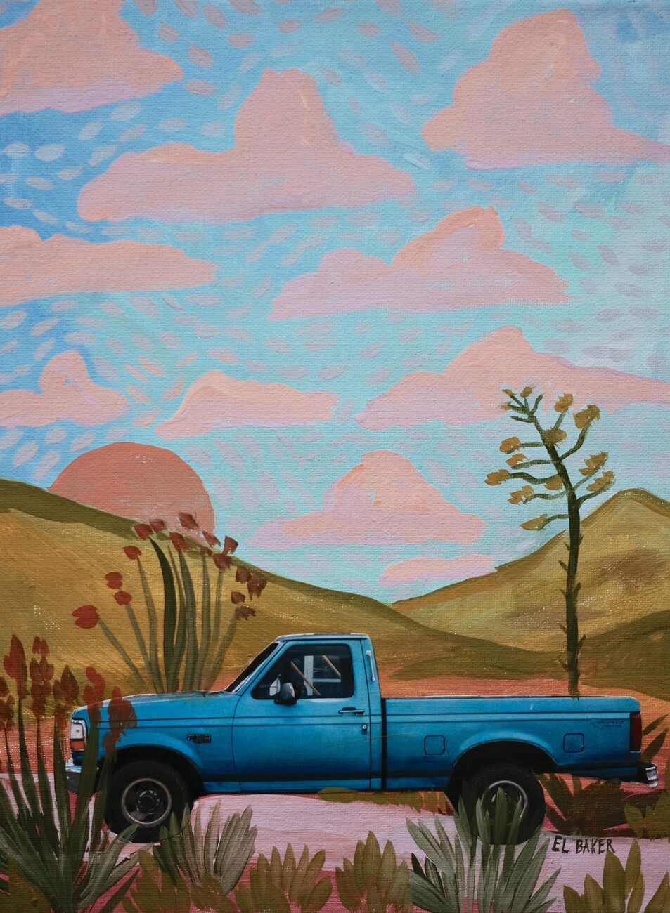 Eleanor Baker Ilustrace Chevrolet on the road II, Eleanor Baker, (30 x 40 cm)