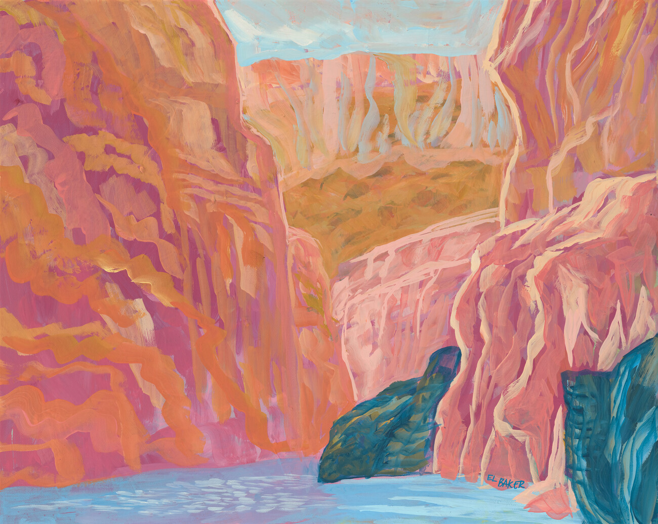 Eleanor Baker Ilustrace Pink rocks, Eleanor Baker, (40 x 30 cm)
