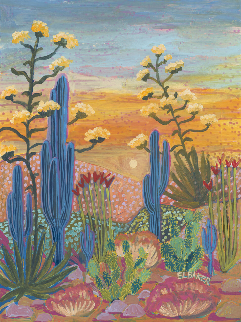 Eleanor Baker Ilustrace Colorful desert, Eleanor Baker, (30 x 40 cm)