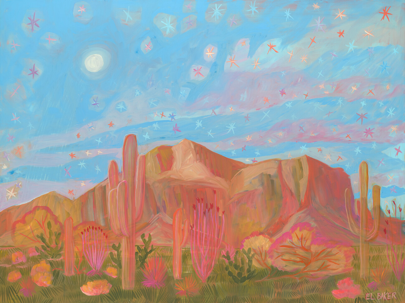 Eleanor Baker Ilustrace Colorful desert II, Eleanor Baker, (40 x 30 cm)
