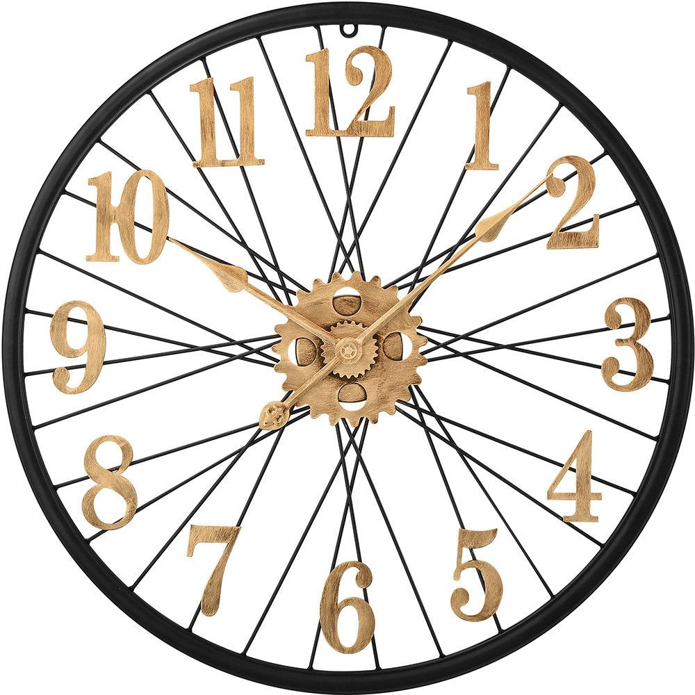 Designové kovové hodiny o průměru 60 cm nadchne každého příznivce vintage stylu. Působivý propletený číselník, vycházející jako by z kola velocipédu, doplňují výrazné antické ar MPM Velocipede