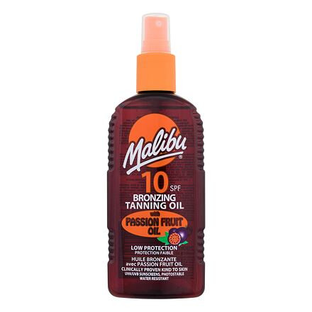 Malibu Bronzing Tanning Oil Passion Fruit Oil SPF10 voděodolný opalovací olej ve spreji s olejem z marakuji 200 ml