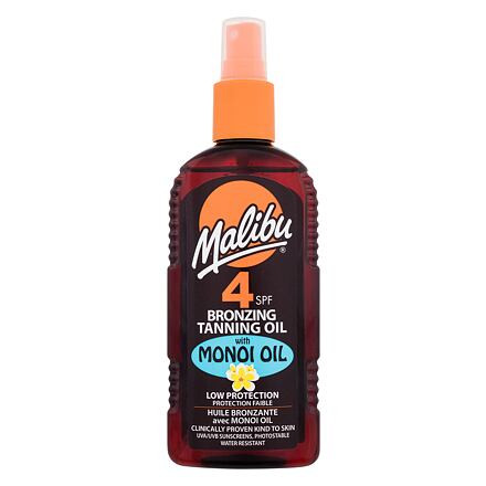 Malibu Bronzing Tanning Oil Monoi Oil SPF4 voděodolný opalovací olej ve spreji s olejem monoi 200 ml