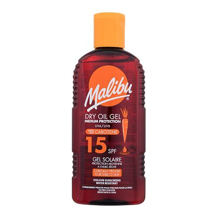 Malibu Dry Oil Gel With Carotene SPF15 voděodolný olejový gel na opalování s karotenem 200 ml