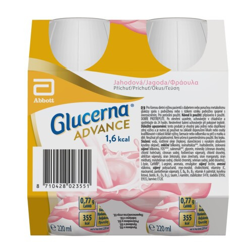 GLUCERNA ADVANCE 1,6 KCAL JAHODOVÁ PŘÍCHUŤ perorální roztok 4X220ML