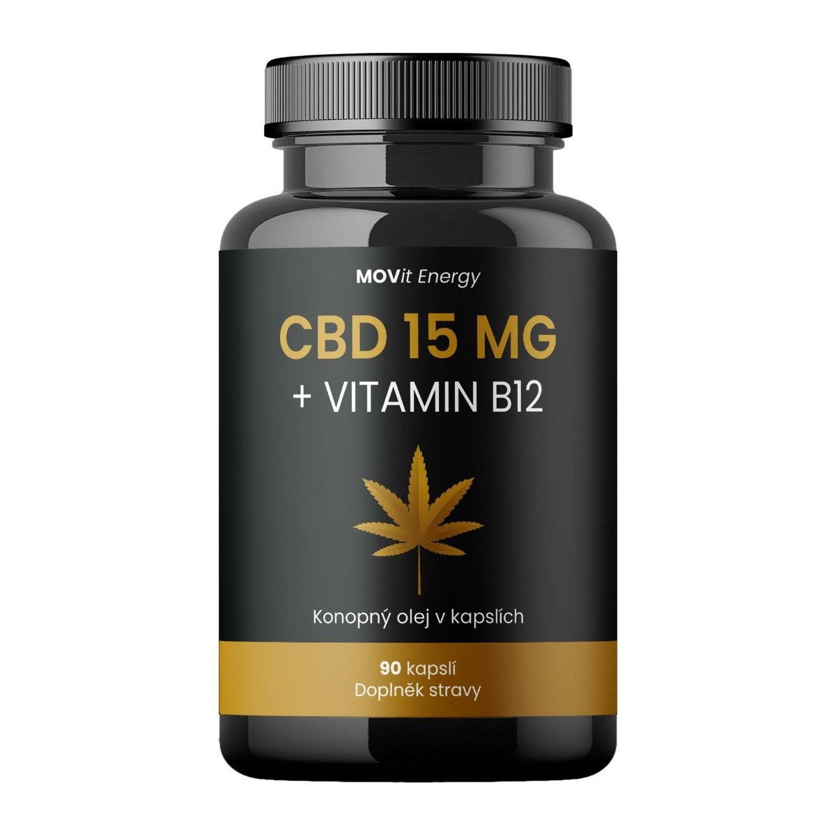 MOVit Energy Konopný olej CBD 15 mg + Vitamin B12 90 kapslí