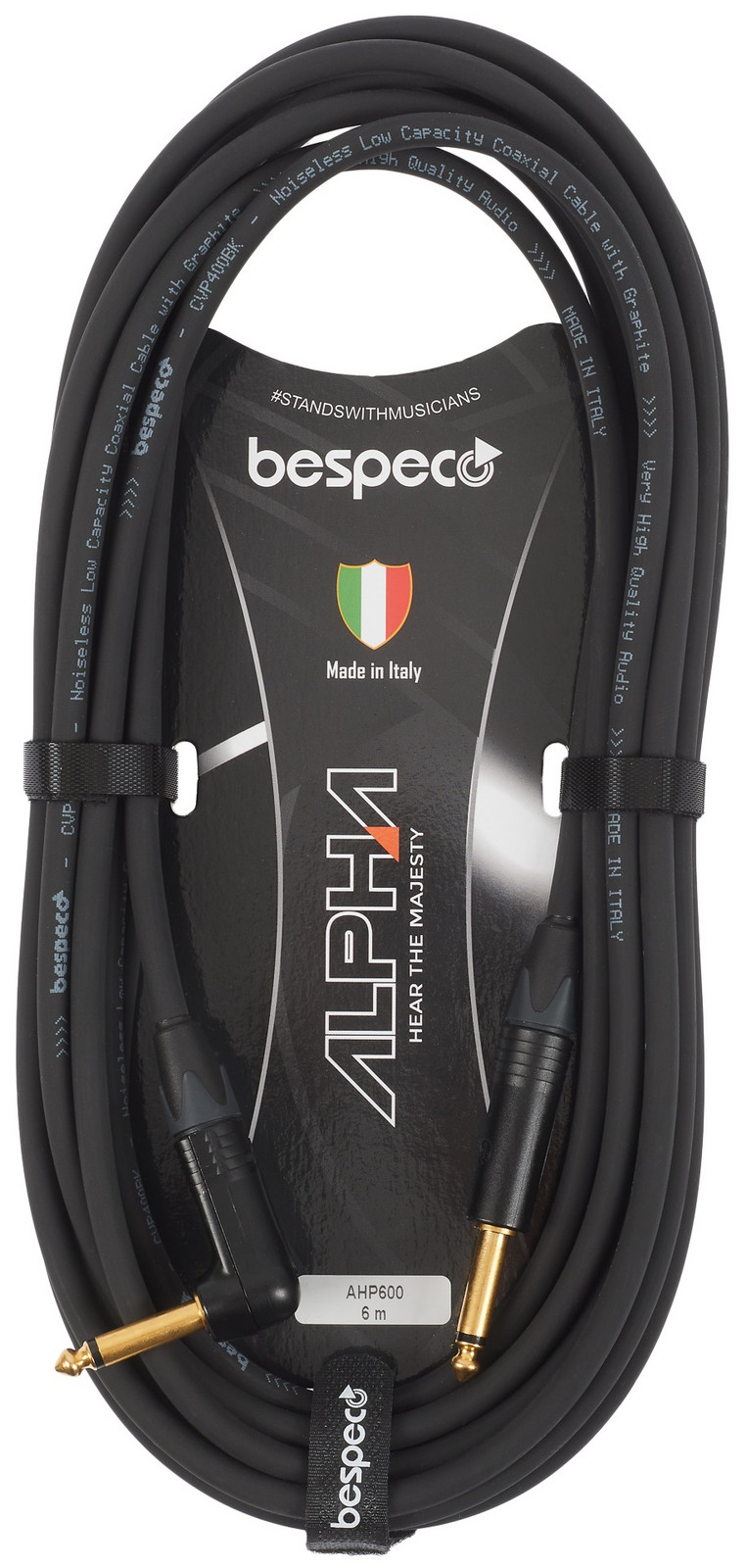 Bespeco Alpha Instrument Cable Neutrik Angled 6 m