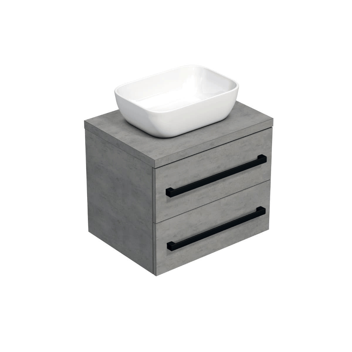 Koupelnová skříňka s černou úchytkou a umyvadlem SAT Cube Way 60x47,5x46 cm beton mat CUBE46C1603BE45