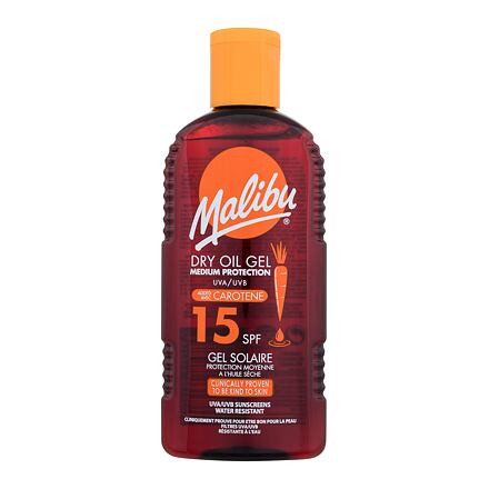 Malibu Dry Oil Gel With Carotene SPF15 unisex voděodolný olejový gel na opalování s karotenem 200 ml