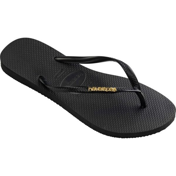 HAVAIANAS SLIM LOGO METALLIC Dámské žabky, černá, velikost 39/40