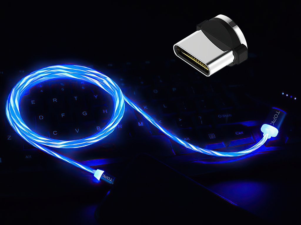M5 - Svítící magnetický USB kabel - Modrý - USB C - 1 m