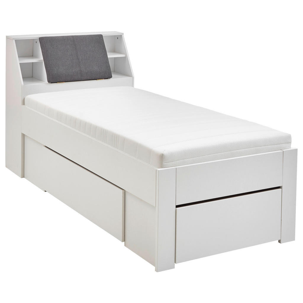 Carryhome POSTEL 90/200 cm, textil, kompozitní dřevo, šedá, bílá