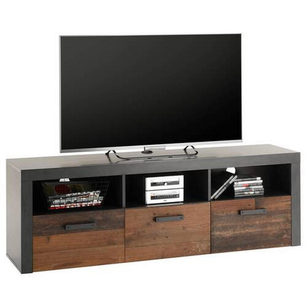 NÍZKÁ KOMODA, antracitová, hnědá, 147/50/45 cm