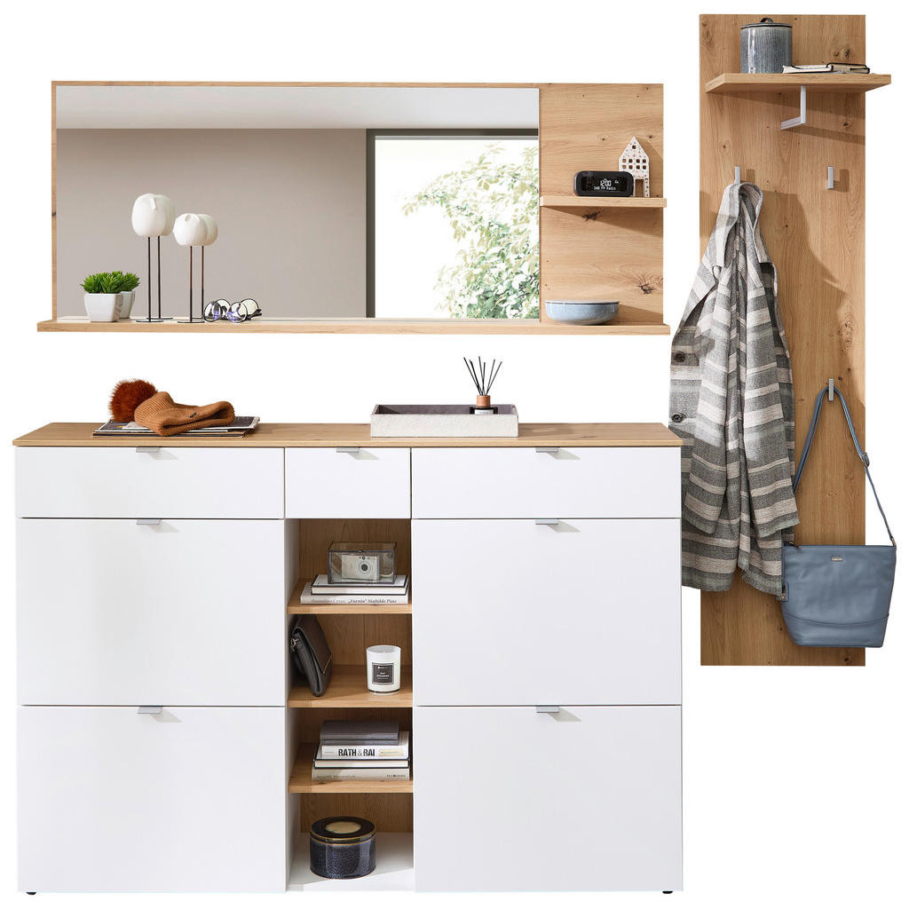 Xora ŠATNA, bílá, dub artisan, 208/202/38 cm