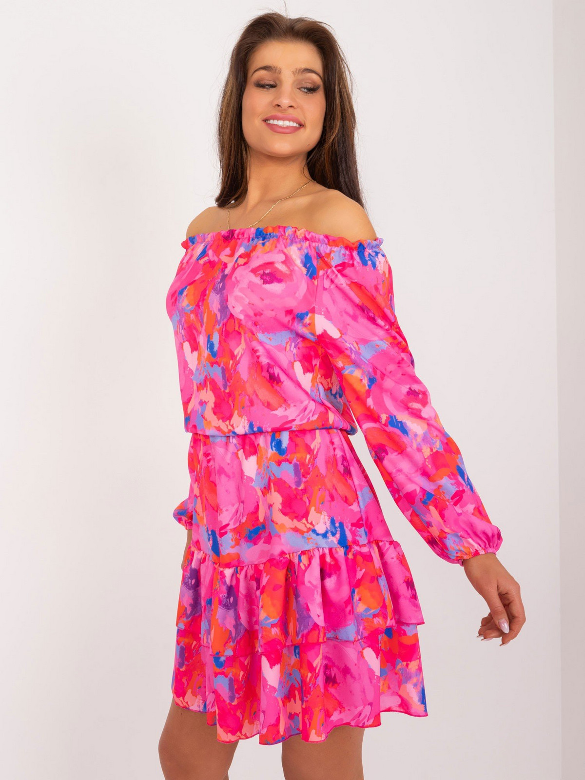 Tmavě růžové španělské šaty s volány RUE PARIS