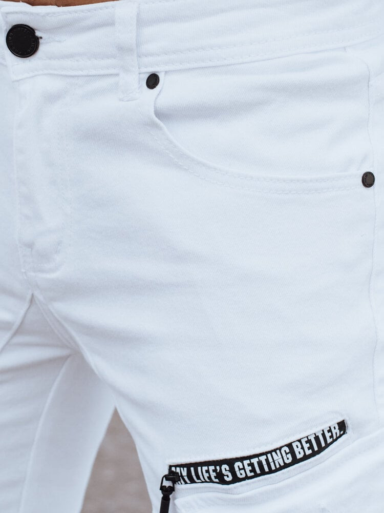 Pánské džínové cargo kalhoty bílé Dstreet