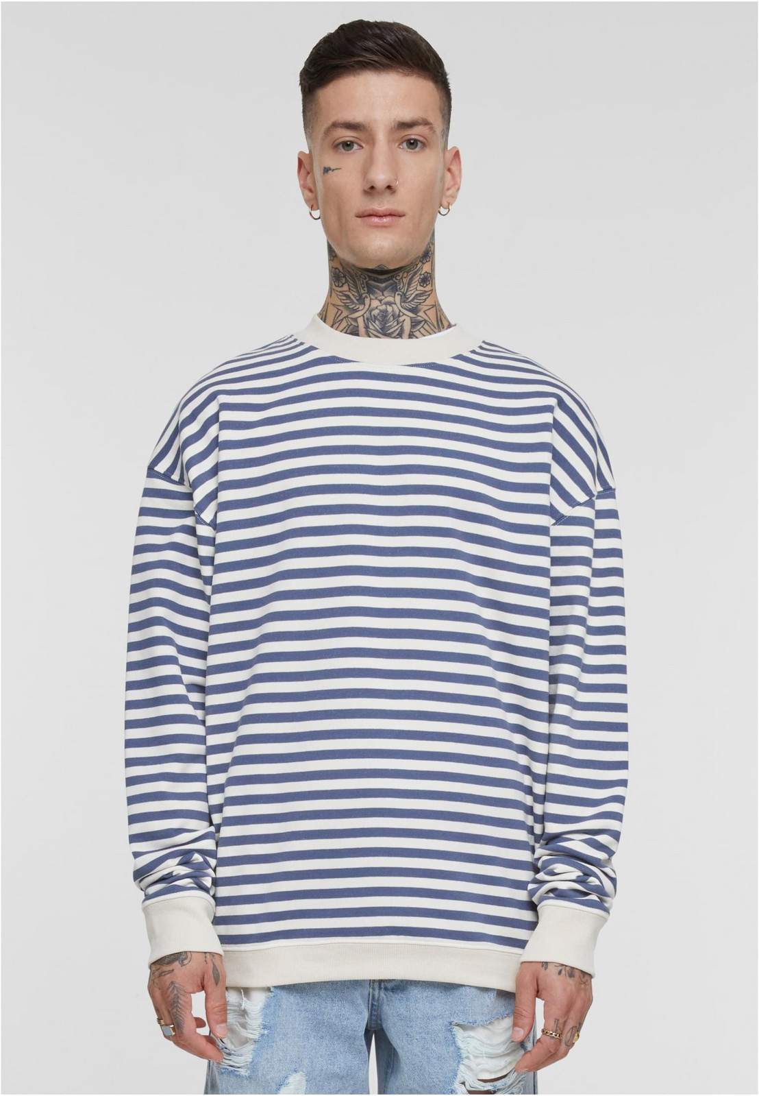 Pánská mikina Striped Crewneck - bílý písek/modrá