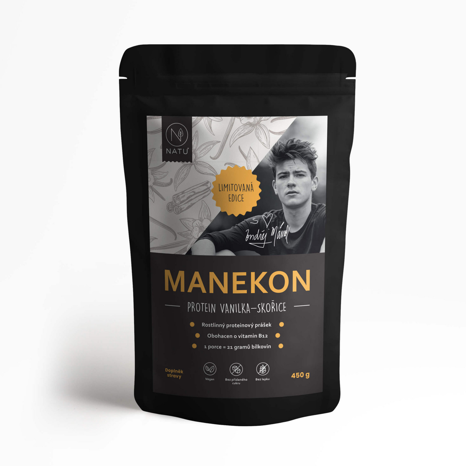 MANEKON Vegan protein vanilka se skořicí 450g