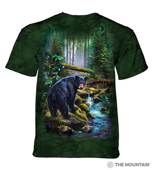 Pánske batikované tričko The Mountain - Black Bear Forest - zelená Velikost: S
