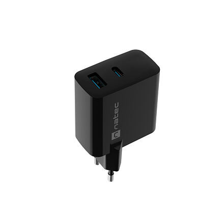 Univerzální USB nabíječka Natec RIBERA GaN 45W, 1X USB-A, 1X USB-C, černá NUC-2143