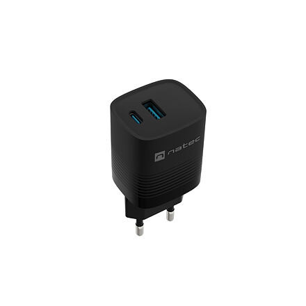 Univerzální USB nabíječka Natec RIBERA GaN 30 W, 1X USB-A, 1X USB-C, černá NUC-2141