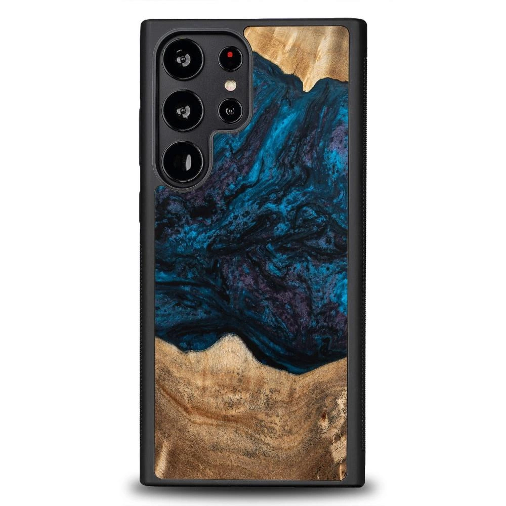 Pouzdro ze dřeva a pryskyřice pro Samsung Galaxy S23 Ultra Bewood Unique Neptune - tmavě modré a černé