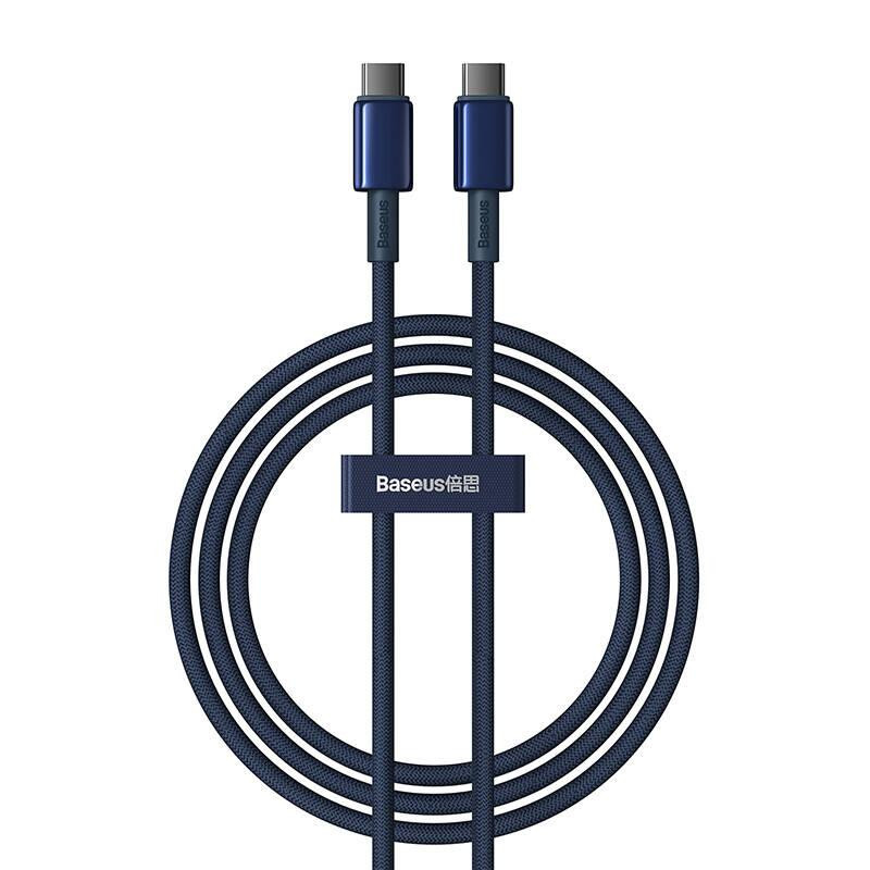 Kabel USB-C na USB-C Baseus Tungsten Glod, 100 W, 1 m (modrý)