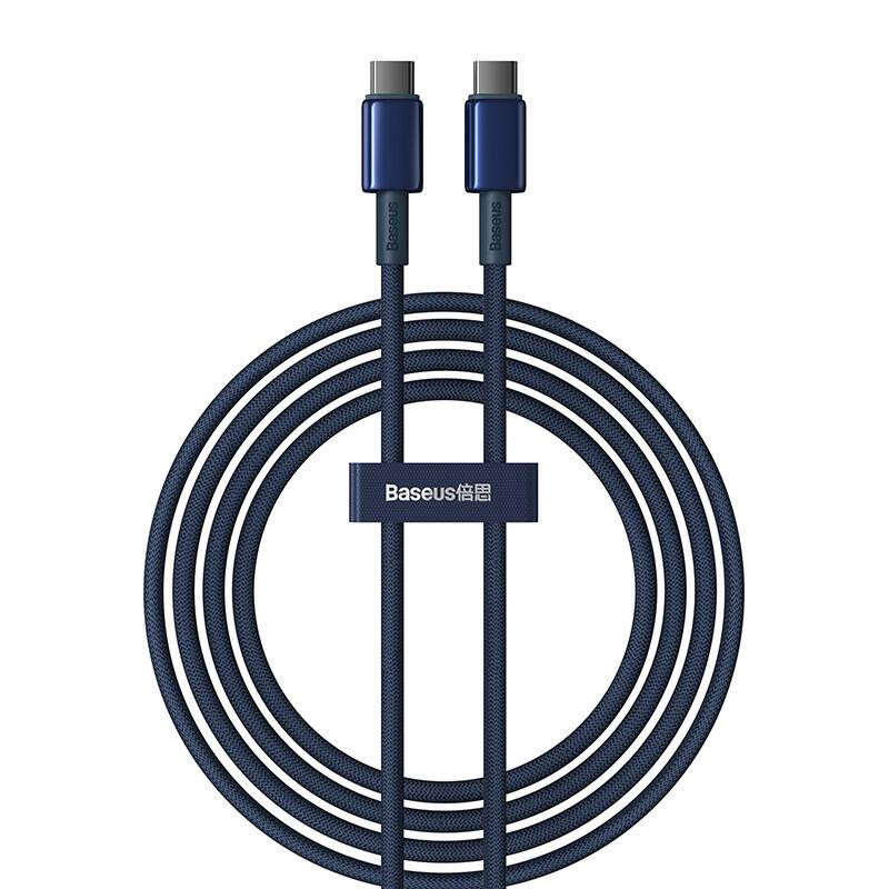 Kabel Baseus Tungsten Glod USB-C na USB-C, 100 W, 2 m (modrý)