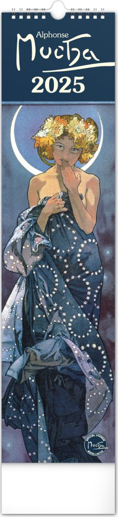 Nástěnný kalendář Alfons Mucha 2025, 12 × 48 cm