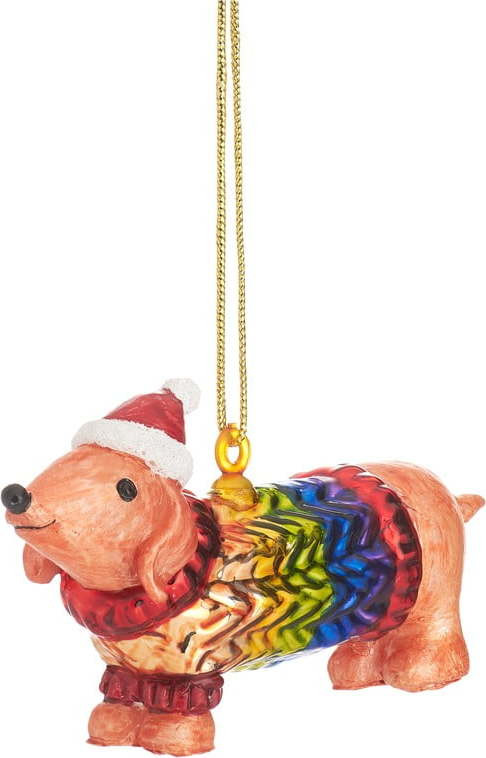 Skleněná vánoční ozdoba Sausage Dog – Sass & Belle