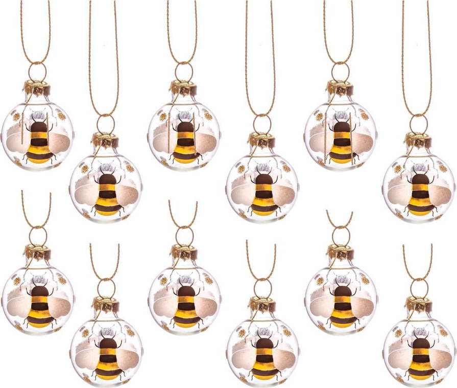 Skleněné vánoční ozdoby v sadě 12 ks Bee Mini – Sass & Belle