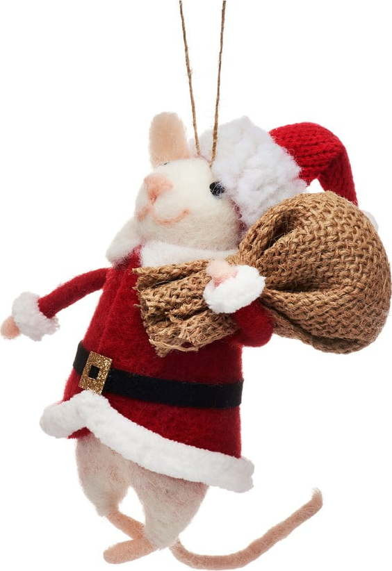 Textilní vánoční ozdoba Santa Mouse – Sass & Belle