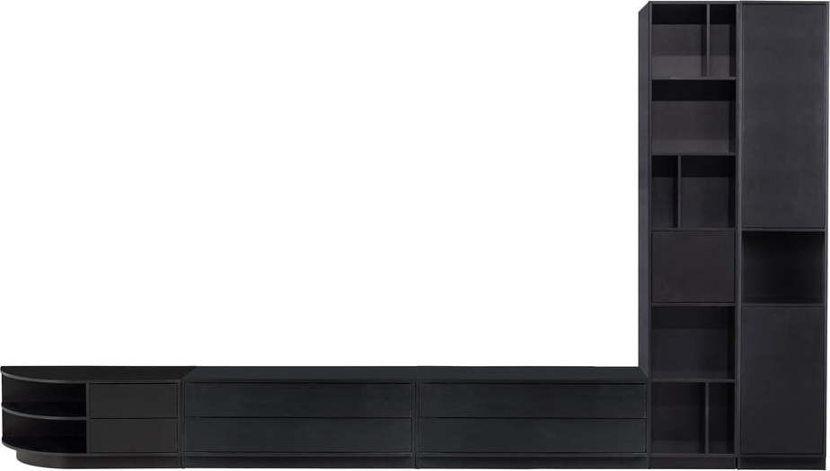 Černá TV sestava z borovicového dřeva 358x210 cm Finca – WOOOD