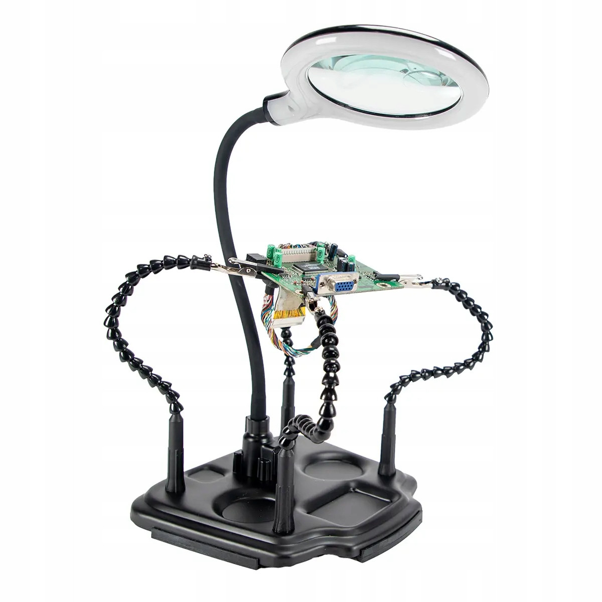 Třetí ruka pro pájení ZD-11M-2 Led Montážní držák s lupou 4-ramenný